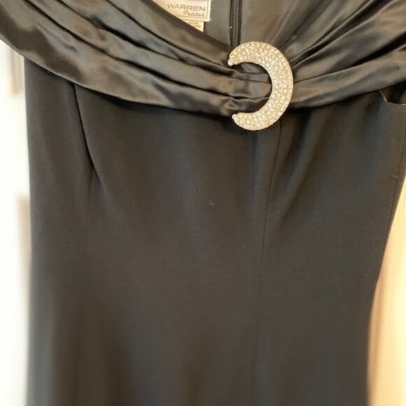 Saks Fifth Ave Vintage? Women’s  Warren Petites Black Crepe Satin Dress sz 6 - Picture 3 of 10